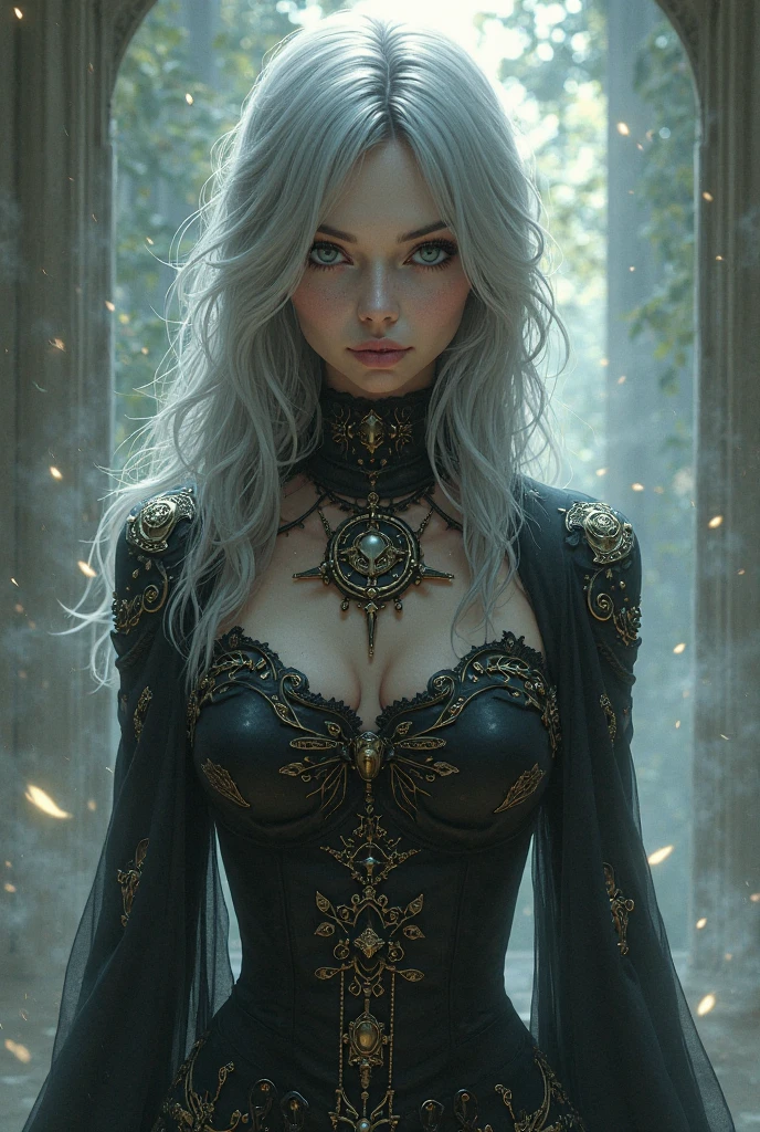 Best quality, masterpiece, meticulous details, intricate detail, realistic, a hot futuristic lady amidst spooky halloween vibes