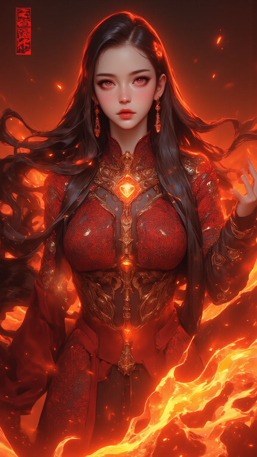 (masterpiece, top quality, best quality, official art, beautiful and aesthetic:1.2), (1girl),black hair, extreme detailed,(fractal art:1.3),colorful,highest detailed, nsfw
flowing elegant dress, exposed shoulders, cleavage. Sexy, seductive, teasing the viewer. long red hair. orange red gold, black
head and shoulders shot, naked breasts, ultra sharp, 