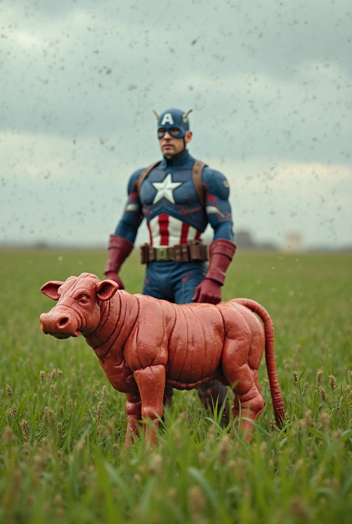Hulk seating on cow with curly hair in bedroom
