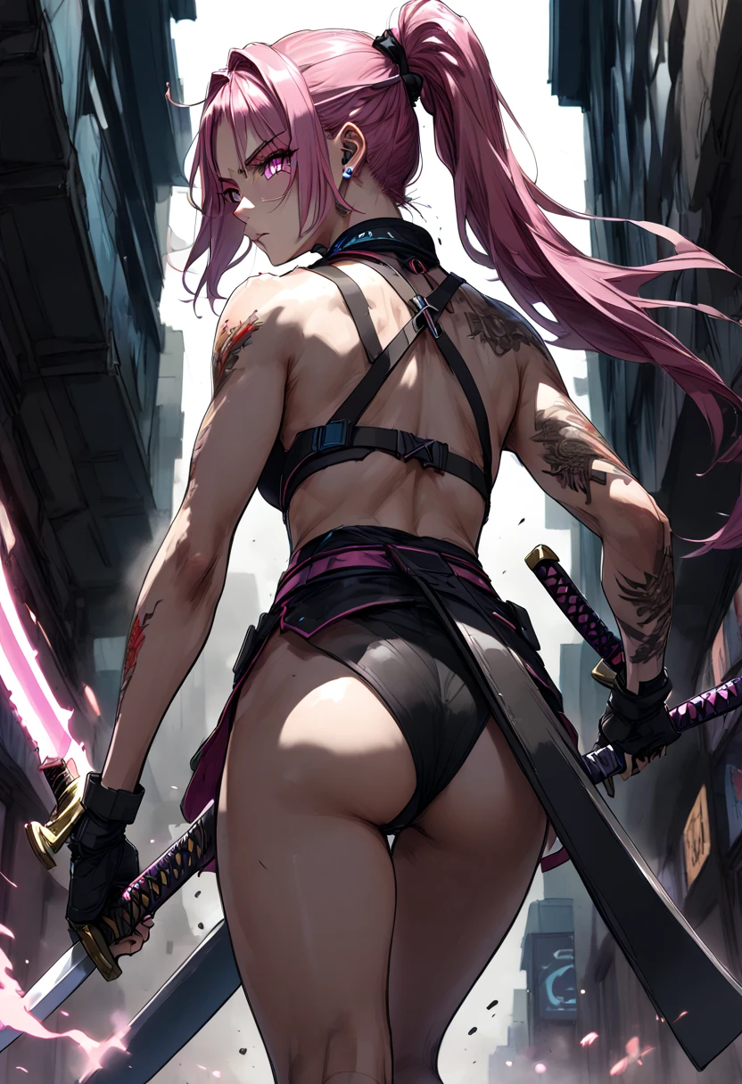 1 girl, (medium breasts))), (((wearing a short bikini))), (long pink hair), (((blue eyes))), Thin arms, (on the beach at night with a starry sky and a full blood moon), (slim waist), (((muscular legs))), muscular belly, wearing a red high heel shoe, (((showing her big ass to me))), {{{body photo entire}}} , (twintails), long eyes, glowing eyes, eye reflection, bad mood, anime, anime style, ray tracing, Glow, drop shadow, Panorama, Sony FE, 8k, UDisk, artwork, accurate , anatomically correct, super detail, best quality, Ultra high resolution, Hard disk, 16k