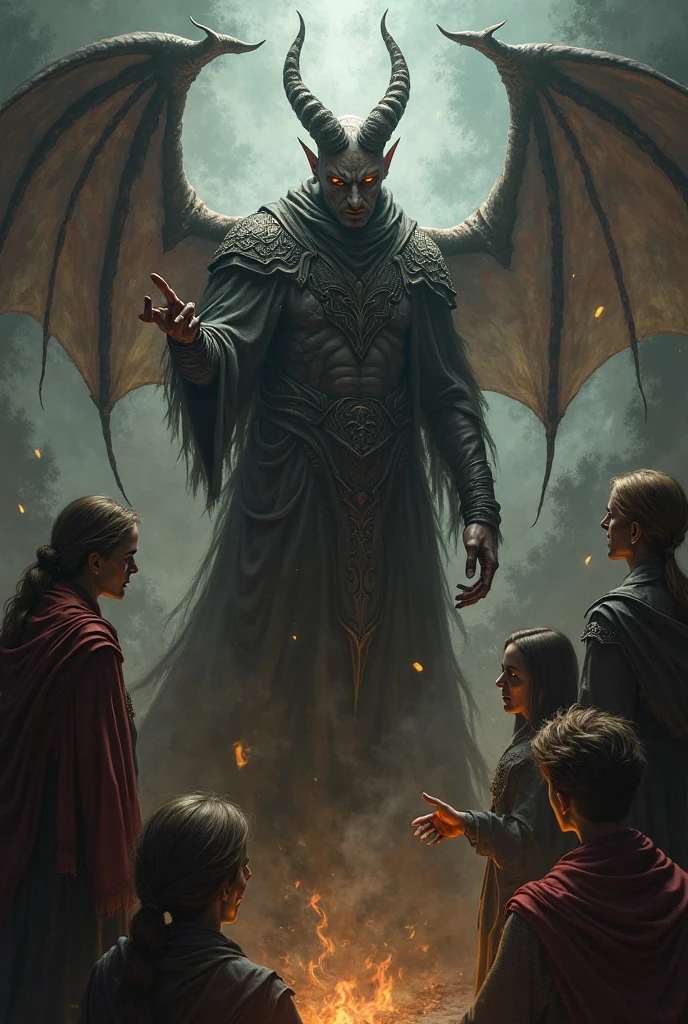 A team of colleagues: A demon with the crown of hell, a young man with the power of darkness who controls illusory branches and tentacles, a half-angel, half-demon man who possesses the beauty of Lucifer, but who shows imposing power, a short boy with an innocent and fragile face but who is the extremely powerful leader of the organization, and other supporting characters with their respective powers and peculiarities.