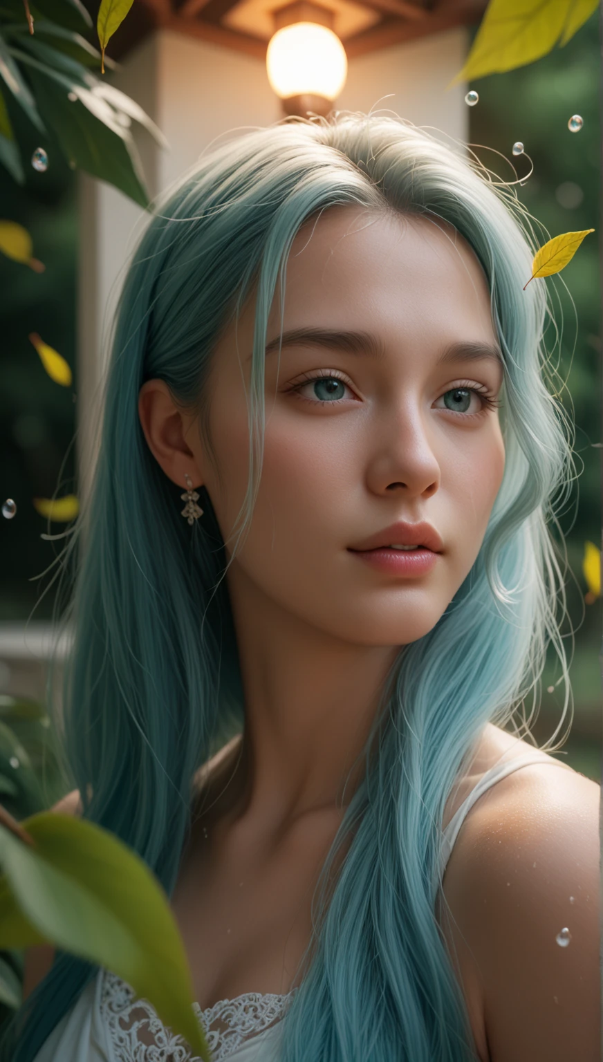 A 3D HD render of a glowing Shiva Linga, surrounded by soft, ethereal light and delicate bilva leaves. The image captures intricate details of the smooth texture of the Linga, with soft water droplets shimmering on its surface. The background is blurred with an f/2 aperture, revealing flickering temple diyas and incense smoke, evoking a serene and mystical Maha Shivaratri atmosphere