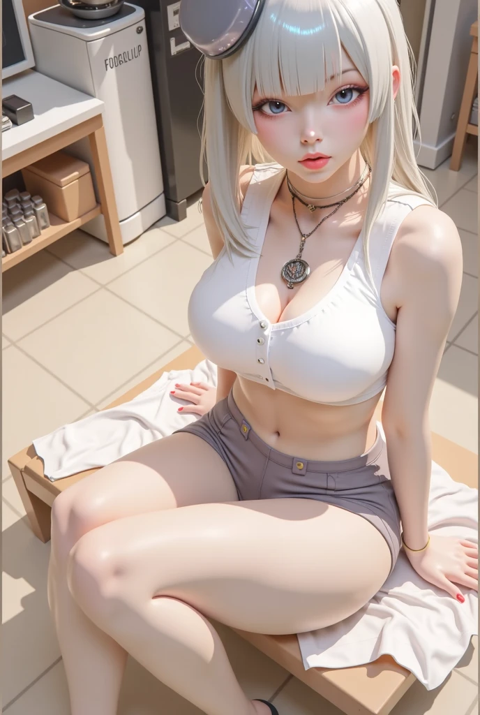 Tabletop, beautiful, 4K, Highest quality, beautiful face, beautiful表情,Cowboy Shot, (Black gal)、Blonde, Large Breasts, thick, Wide Hips, Thick thighs, Fuller lips, Pouting, Smile、Cleavage, Cleavage,((Spread your legs))、 ((Spread your legs)), ((Crotch Emphasis)), ((Showing off your crotch))、Troubled expression, from the front、((Navel T-shirt))、((Tight T-shirt))、Accentuate your breasts,((Big Breasts:1.4))、obscene、erotic、24 talents、Gravure idol、Japanese beauty、((looking at the camera))、((Super short hot pants that bite into your skin))、((super low rise shorts))、(Sexy)、(sexy)