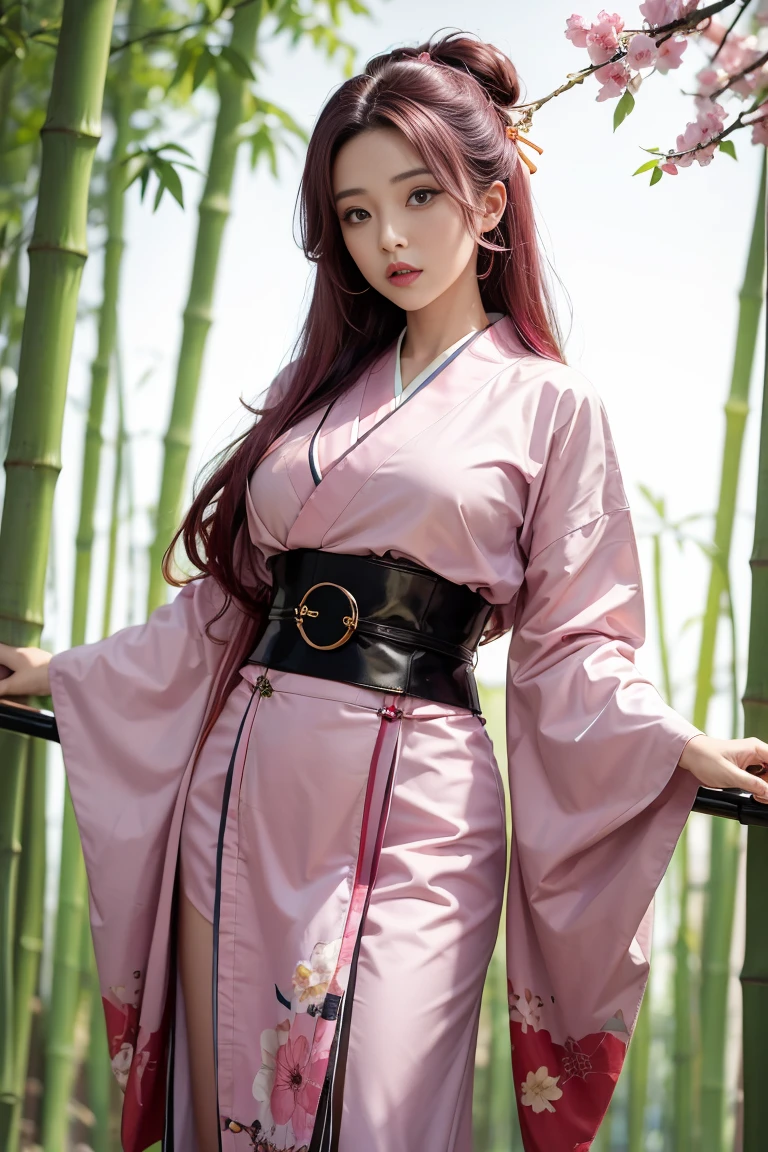 8K,highres,absurdres,masterpiece,best quality,original,extremely detailed CG,extremely detailed wallpaper,perfect lighting,1girl,blurry_background,looking_at_viewer,standing on the stage,
SukunaFem,long hair,pink hair,red eyes,tattoo,large breasts,facial marks,white short kimono,