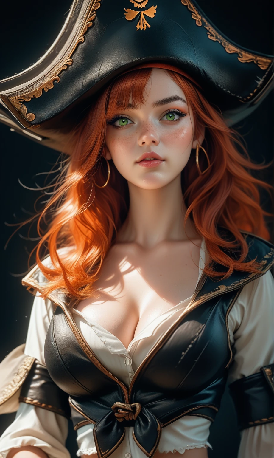 beautiful, masterpiece, best quality, hiqcgbody, anime, 1girl, sam yang, collared dress, mascara, large breasts, witch, red hair, wide brim hat, portrait shot, looking at viewer, crimson_lipstick, ultra detailed, winter, intricate details,<lora:hipoly3DModelLora_v10:0.5> <lora:samdoesartsSamYang_normal:0.5>