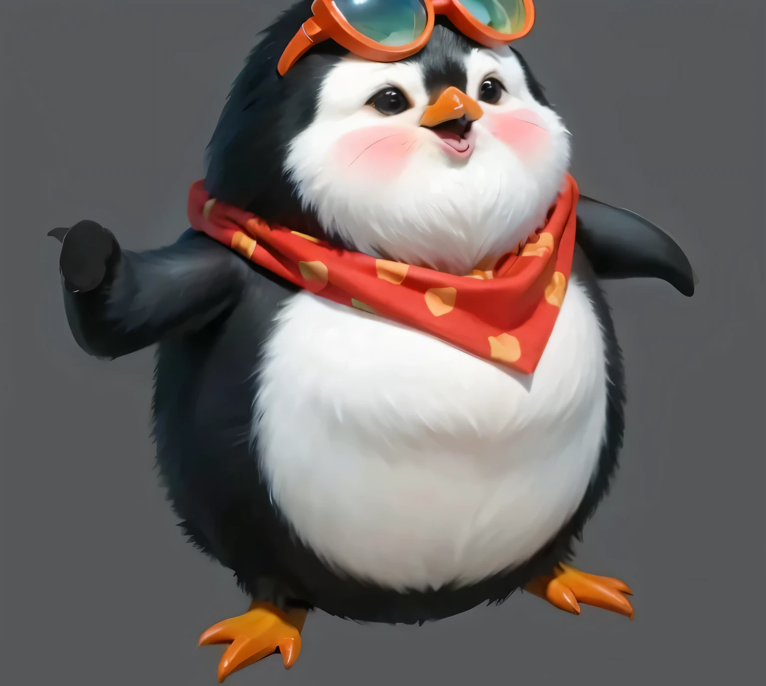 Realistic animal penguin hair detail texture facial features cloth pleated texture material details HD