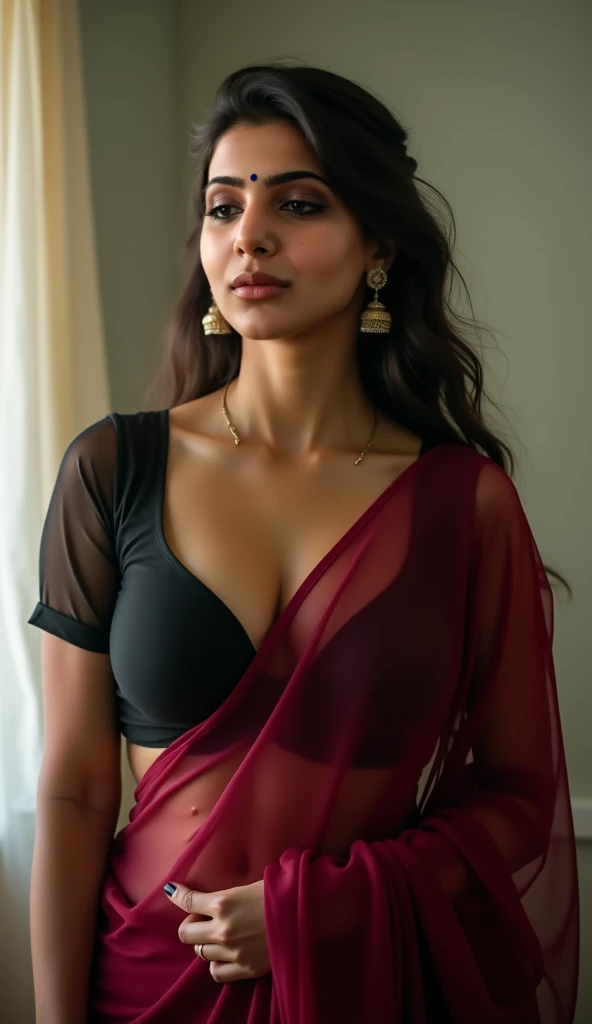 araffe woman in a pink sari talking on a cell phone, with a seductive smile, traditional beauty, candid picture, indian super model, indian, with an elegant smile, seductive smile, provocative indian, wearing a sari, by Max Dauthendey, black and red silk clothing, beautiful and smiling, jaw-dropping beauty, elegant smiling pose, sexy look