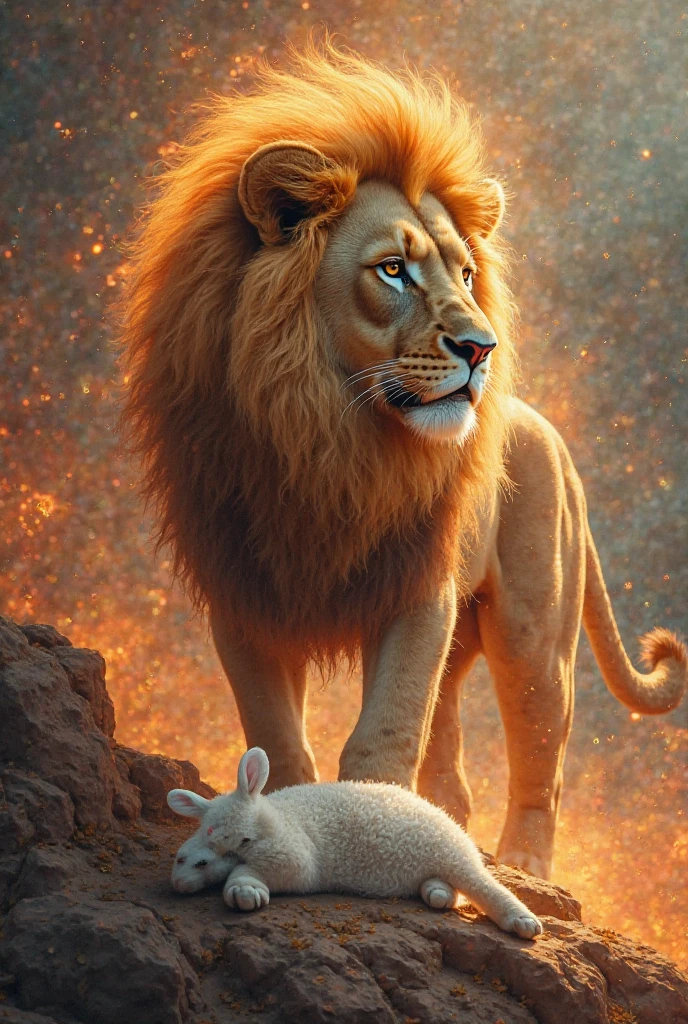 A lion and a lamb on fire