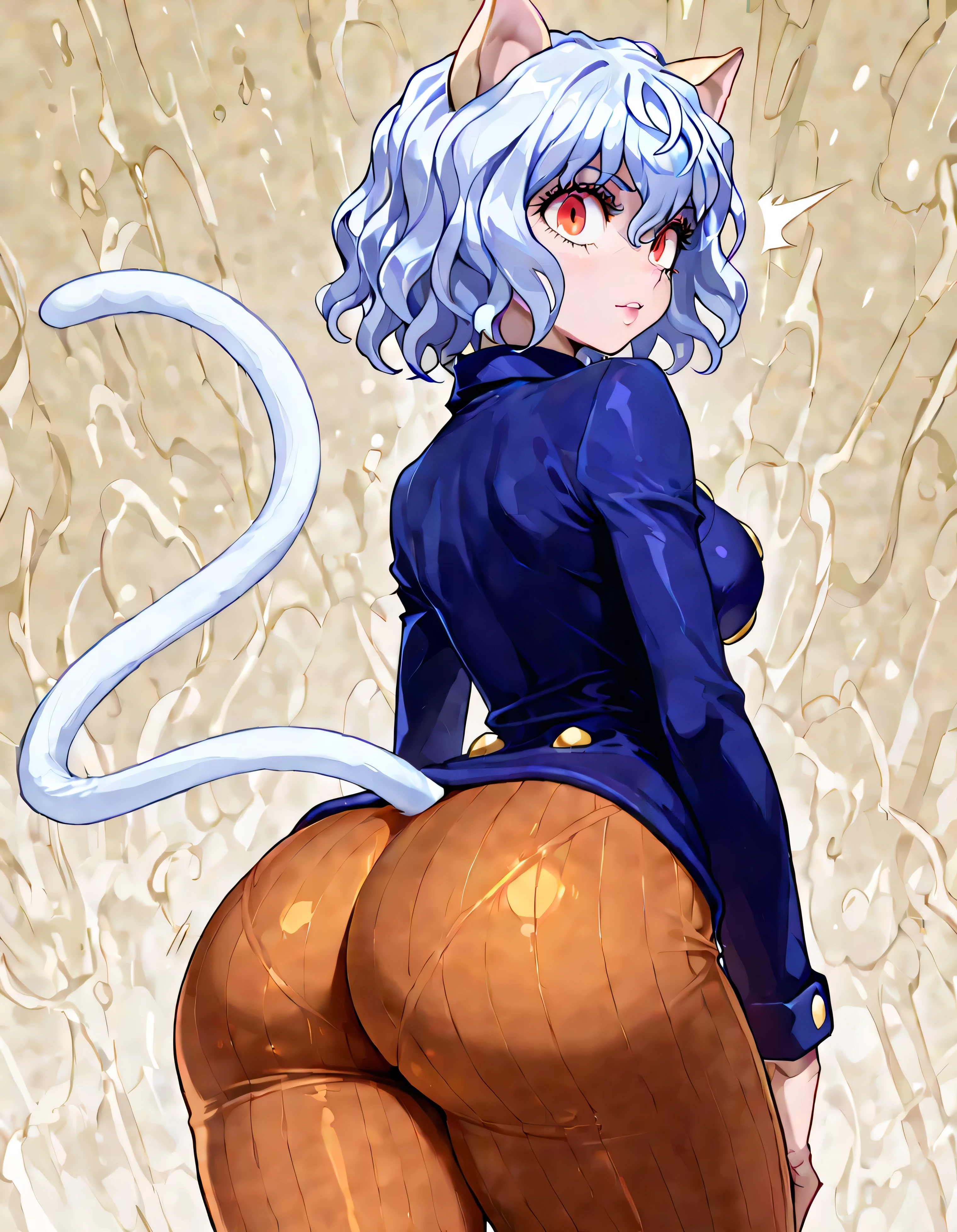 Neferpitou with medium breasts big ass , detailed face detailed body 4k, Beautiful Look, cat's tail