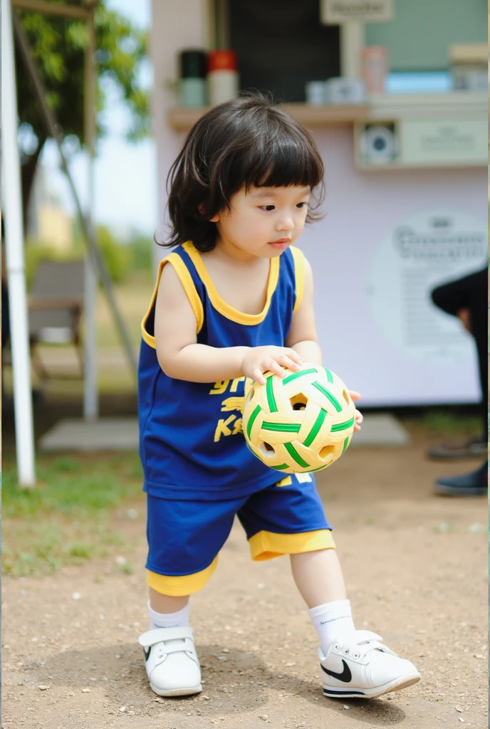 夏休みのprimary school校、primary school5Grade、Japan Boy、hot day、A boy on the move、Short sleeve gym uniform、Blue shorts、physical education、barefoot,(Boy 1.4)、Boys only 、(10Age 1.4)