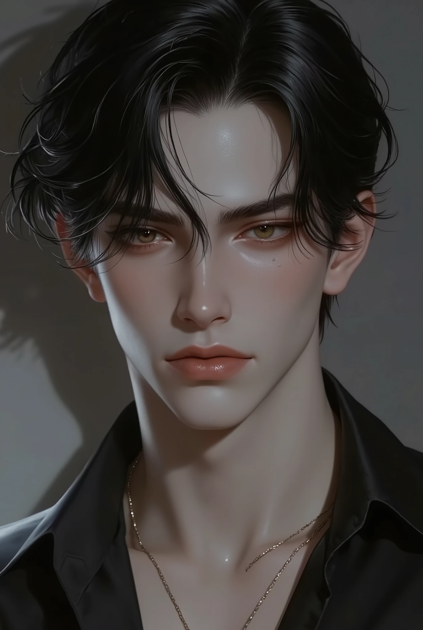 Make a 29 year old man who is malaysia Malay, young and attractive face, with one brown eye and one blue eye, somewhat medium and black hair