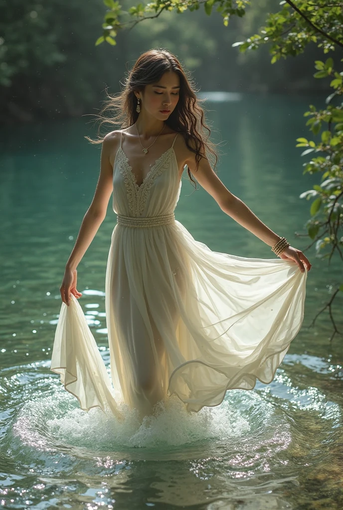 that the girl is dancing and making waves, Simulating the movement of waves. You can do them with your whole body., from shoulders to feet.