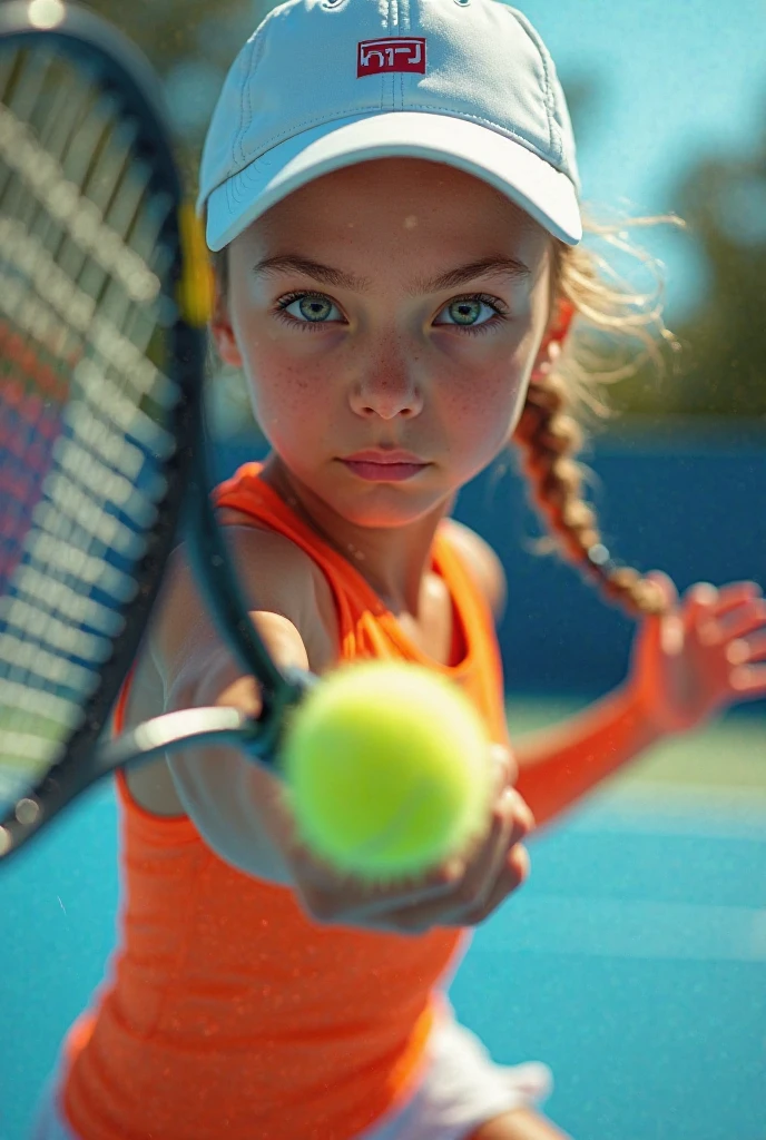 a closeup a blonde child girl long haired, in a dress with a tennis racket, three-point lighting Bjork, Ashteroth, Bjork, SZA, Björk, album cover!, "Zendaya, Cosmic Bjork, Imaan Hammam, Adi Meyers, signed, Beyoncé, an album cover, Lady Gaga Artpop Act II album, standing on gold leaf