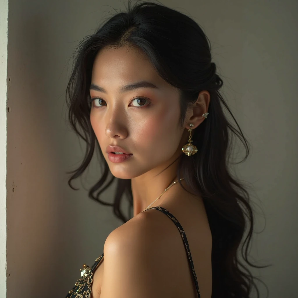 beautiful woman (EPM1ch3ll3L1mD4v1ds0n:.99), perfect hair, jewellery, ((portrait)), (closeup:1.2), ((from the waist up)), ((( military base :1.2 ))), natural skin texture, (( Off-shoulder blouse :1.4)), ((wearing Embellished Collar Pin:1.2)), 24mm, 4k textures, soft cinematic light, adobe lightroom, photolab, hdr, intricate, elegant, highly detailed, sharp focus, ((((cinematic look)))), soothing tones, insane details, intricate details, hyperdetailed, low contrast, soft cinematic light, exposure blend, hdr, faded, now, ("I've got a bad feeling about this.":1.1)