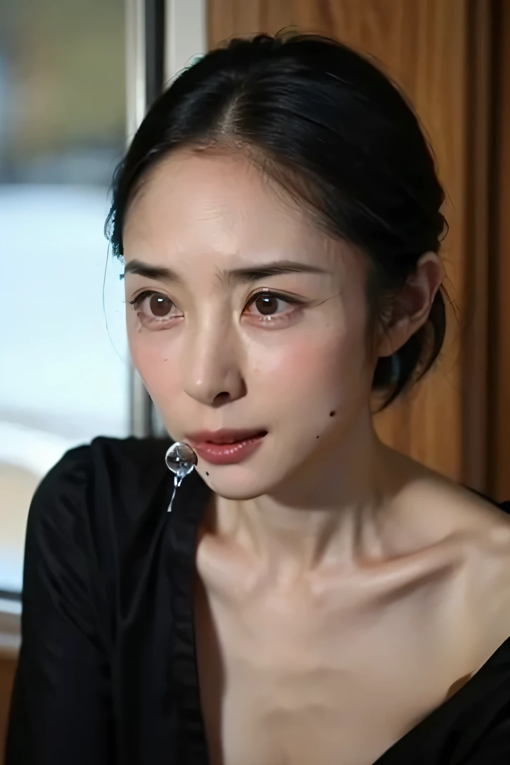 Deepthroat、fellatio、short bob hair、doggy style、fellatio、sex、、 naked climax of pleasure、orgasm from chest、 While moistening my eyes with tears、 while crying、 crying face、 、Like tasting fellatio、 pink skin 、 slender figure、 completely naked、swallowing deep penis fellatio、 fascinated face