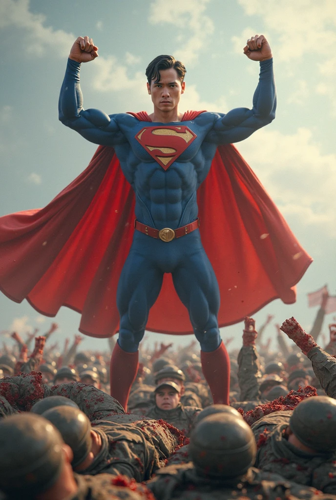 Draw a russian soilder killing the superman
