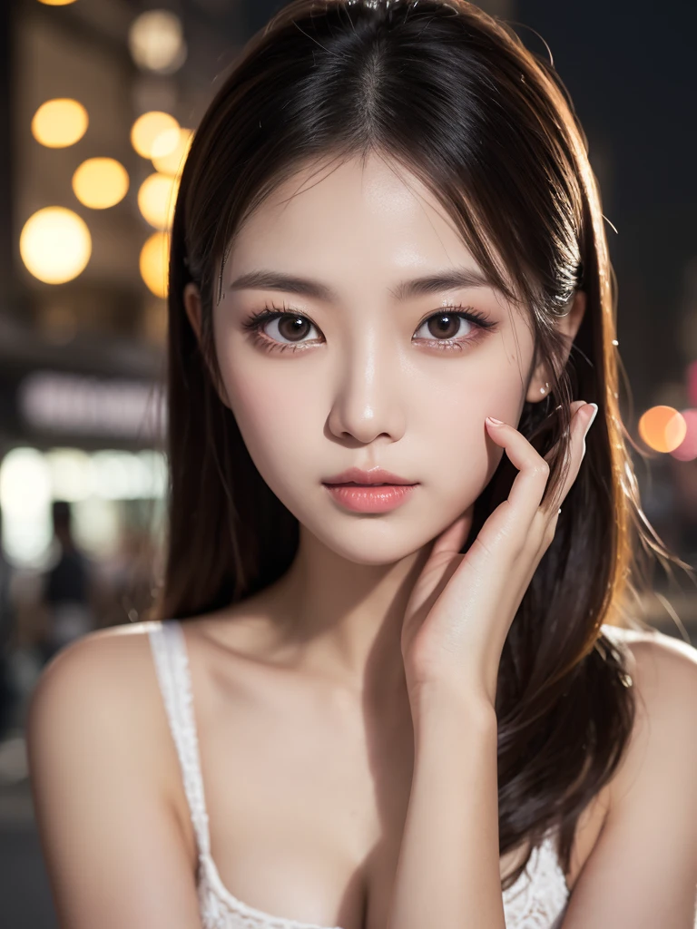 masterpiece、1 beautiful girl、 (reality: 1.4), Japanese、Asian Beauty、 beautiful、Beautiful Skin、thin、Full body photo、(超reality的な)、(High resolution)、(8K)、(Very detailed)、(Very detailedな)、Completely naked、nude、Shaved、Small Bust、Flat Chest、Big eyes、Brown eyes、Long eyelashes、Detailed face、Gloss Lip,Bright lighting、Professional Lighting、Looking into the camera、Serious expression、Look straight ahead、Long Hair、Brown Hair、Street、Nogizaka idol、actress、20-year-old、Small breasts、Wet Skin、Baby Face、Moist and realistic skin texture、Moist lips、Natural Shadows、Cowboy Shot,Sexy pose、