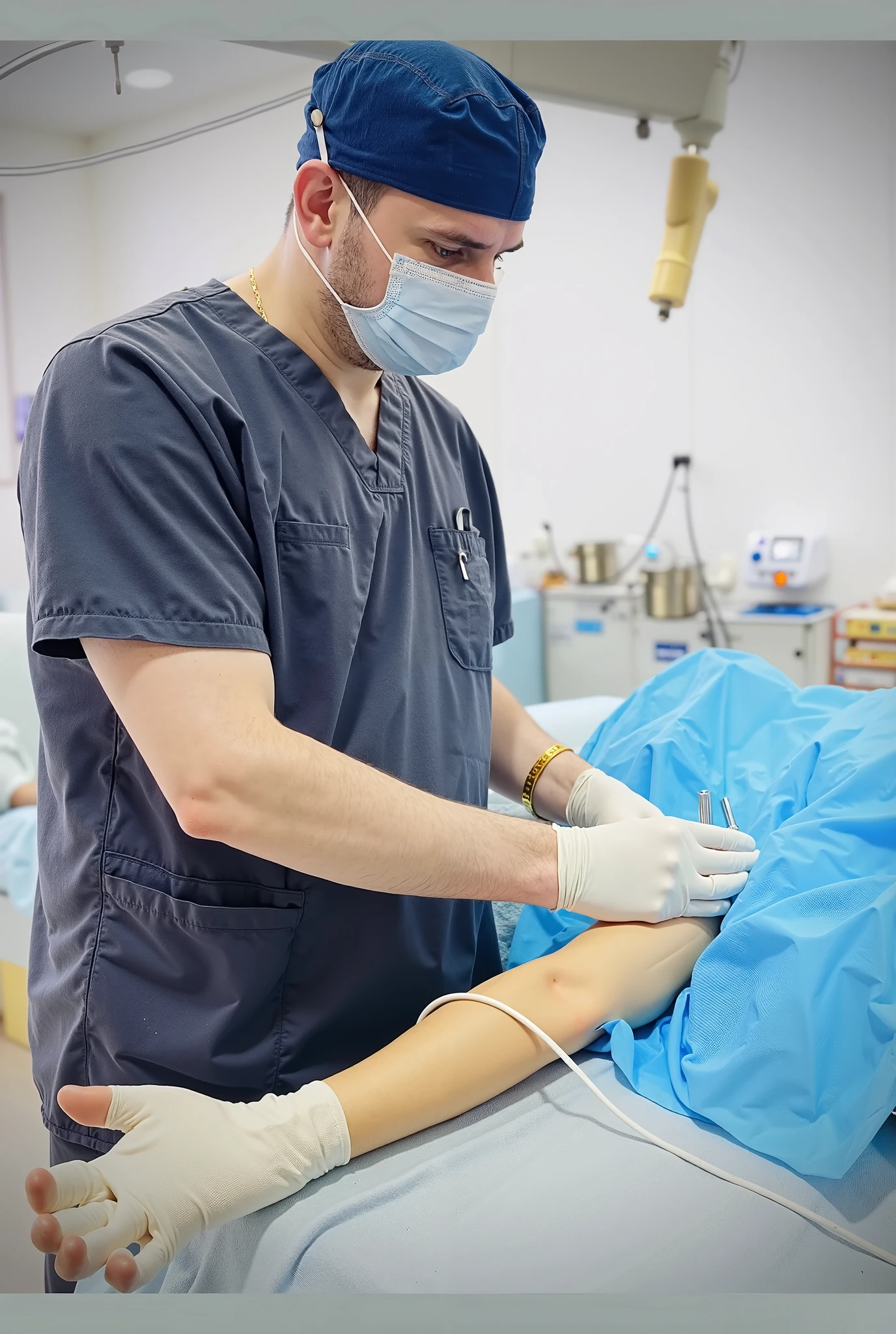 there is a man that is getting a massage on a bed, acupuncture treatment, real shot, chinese surgery operating table, taken in 2 0 2 0, competition winning, body swelling about to explode, medical photography, by Wen Boren, ots shot, painful, taken on iphone 1 3 pro, surgery, 🤬 🤮 💕 🎀, exclusive, jinyiwei