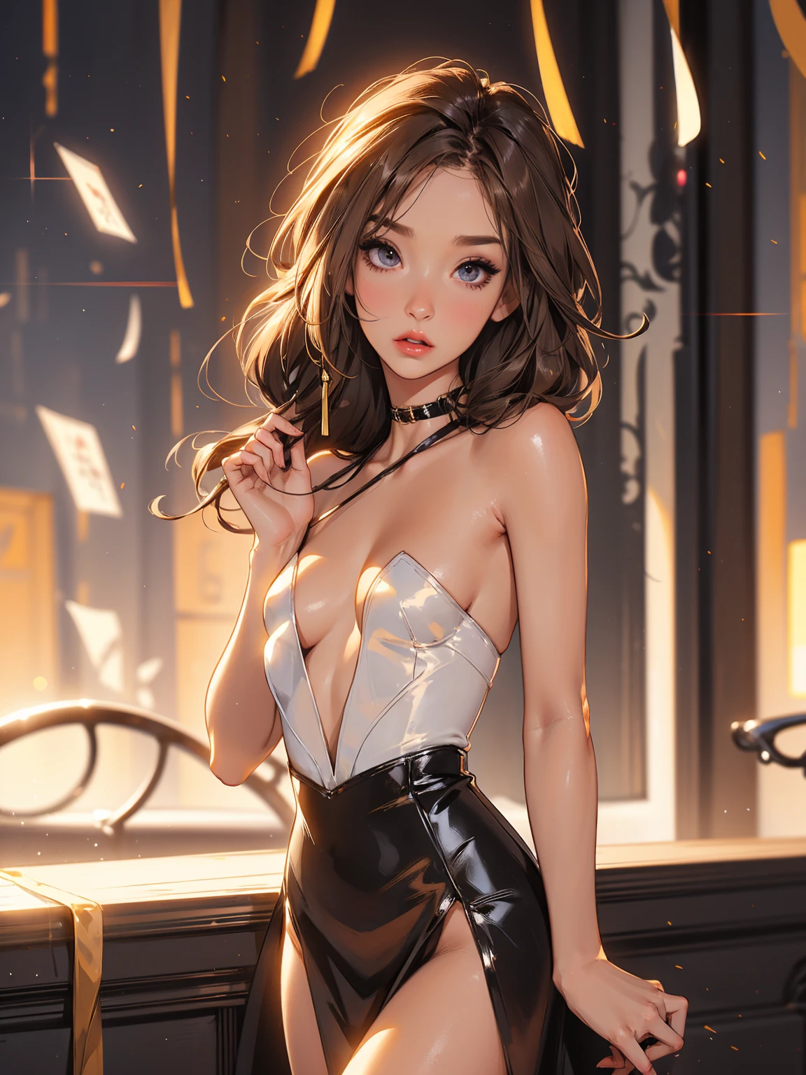 (table top, highest quality, High resolution, , perfect pixel, 4k,), 1 girl, single, alone, Beautiful woman、I could see the whole body、 ((wavy mid-length hair, bangs, brown hair)), ((brown eyes, beautiful eyelashes, realistic eyes)), ((detailed face, blush:1.2)), ((smooth texture:0.75, realistic texture:0.65, realistic:1.1, Anime CG style)), soft chest, dynamic angle, perfect body, ((,, , earrings、necklace、beige turtleneck sweater、long pleated skirt of dark blue color、black knee high stockings、open both legs wide、open both knees、open both arms、shy smile)),、、、、(luxury hotel bed、sleep on your back)、、、(You can see blue and black lace panties))、angle from below)、
etailed face, detailed eyes, detailed hands,elf woman, detailed HANDS, half naked, pink nipples