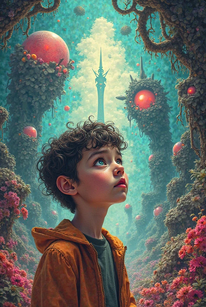 there is a boy sitting on a rock with a glowing ball, cyril rolando and goro fujita, inspired by Jakub Schikaneder, inspired by Goro Fujita, inspirado em Cirilo Rolando, by justin gerard, colorful illustration, light on the boy, single boy concept art, a beautiful art illustration, sunset illustration