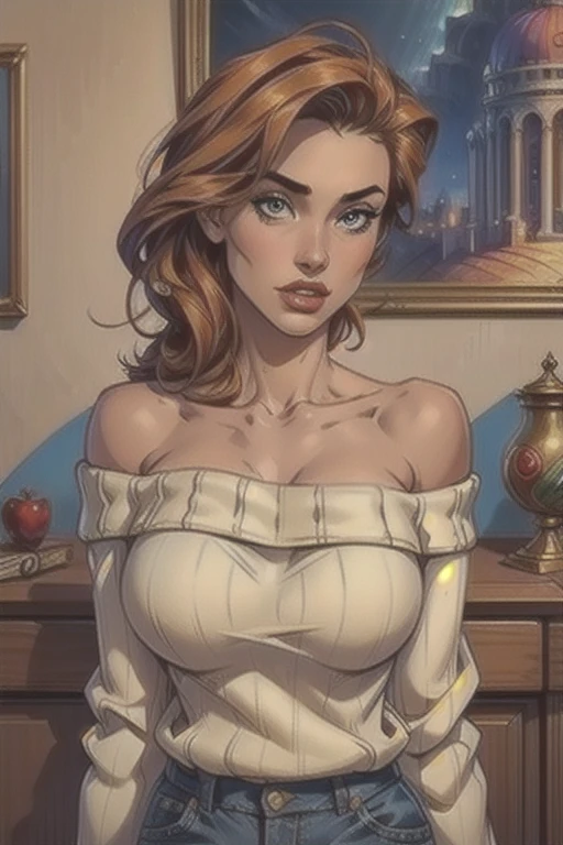 Woman style character beautiful breasts symmetrical medium breasts Fiona queen Anna of Arendelle with war marks Cartoon image of a woman .Ilustra??o estilo desenho animado, estilo de arte dos desenhos animados, estilo de arte dos desenhos animados, digital illustration style, estilo atompunk design de personagens altamente detalhado, arte digital detalhada coragem, Forest fan art, Design de personagens de retrato, beautiful digital illustration, retrato de alta qualidade, Arte em quadrinhos, mulher jovem cabelo com transas lindas . Queen Anna of ArendelleBeautiful lined eyes Medium large bust and wonderful sexy clothes. image expression of sexual desire from waist to head illustration Queen Anne of Arendelle atompunk style Fallout 4 style pose playboy magazine