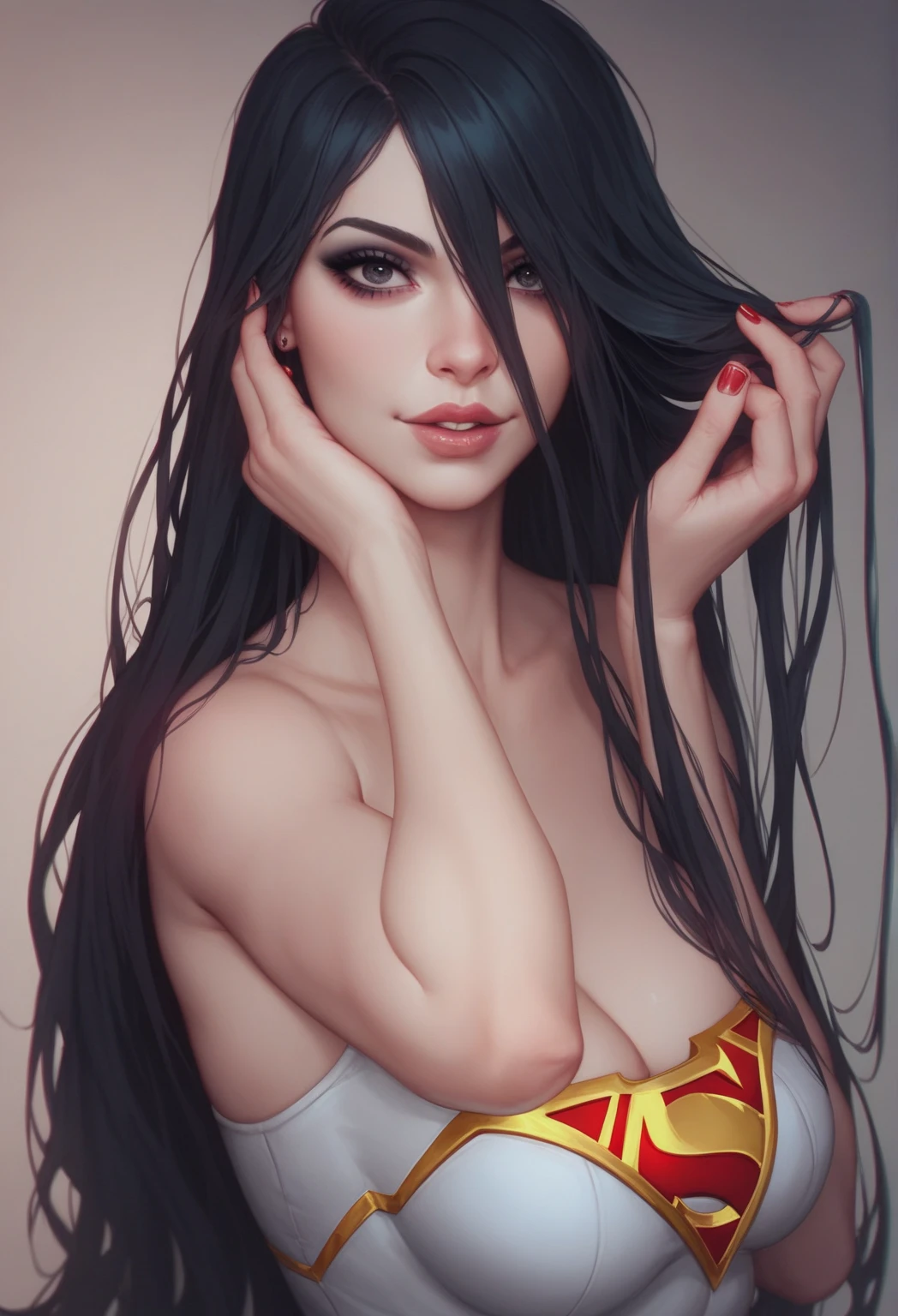1girl,a beautiful fashion model ,(masterpiece, detailed background, best quality), shoulder length and shiny hair, black hair,smirk,juicy lips,red lips, lingerie, , elegant makeup, exhibitionism, influencer, thot, (((pov, missionary, sexual, sex, man having sex with girl))) full body, body shot,
