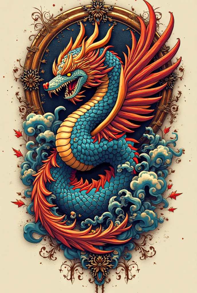 Dragon and phoenix tattoo