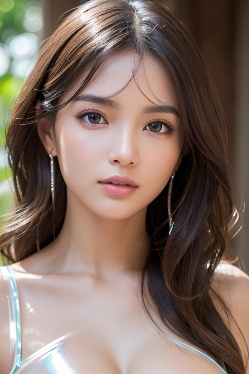 (Very delicate and beautiful: 1.2), 1 girl, Robber Girl, bangs, Cute eyes, bow, Brown Hair, Mouth closed, landscape, Hair between the eyes, hair bow, Long sleeve, Looking at the audience, Medium Hair, alone, Upper Body,  ((alone)), (masterpiece), blonde、Mr.々Movement pose、With a smile、naked、Loosely inward wavy hair,Gold Necklace＿Big earrings,Extra Long Brown Hair、 ((In the heavy rain of the typhoon,Woman in the rain,Water droplets on the skin,Rain dripping down on my body,Wet body,Wet Hair))、(nsfw:1.5)