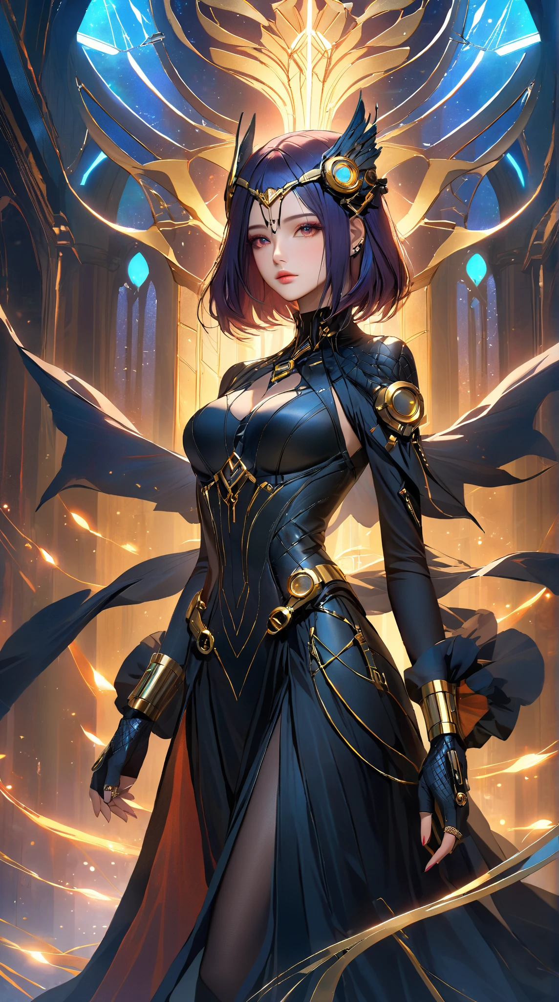 A digital art piece featuring a beautiful woman with a full body view, her chest adorned with intricate pneumatic tubes that give her a unique and otherworldly appearance. The stylistic rendering of this image, with its cinematic lighting and detailed digital painting, is truly mesmerizing.