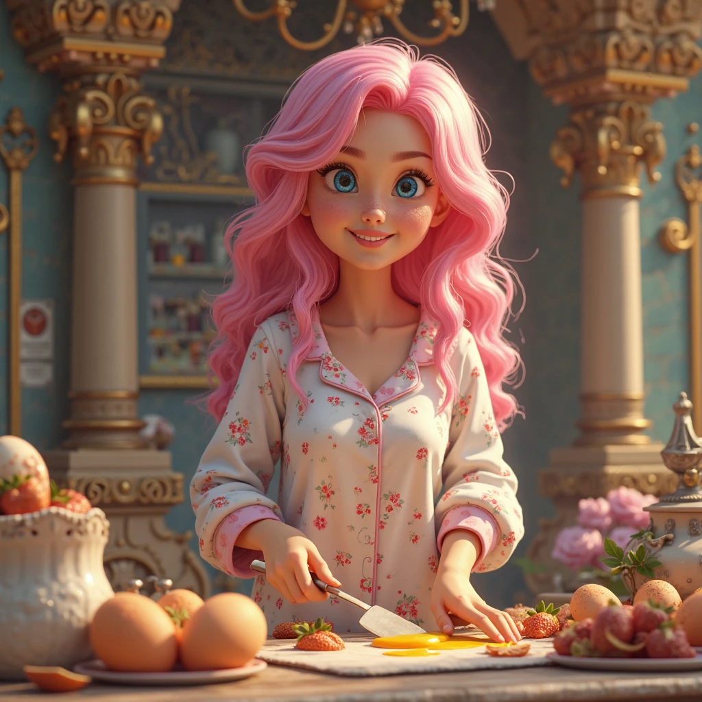 Beautiful woman with makeup smiles with a bouquet of pink roses 