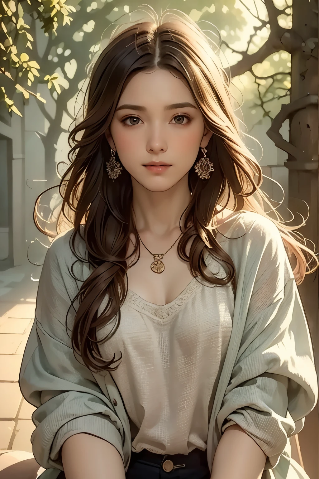 (detailed watercolor of a beautiful woman), soft touch, piece focused on face, (small smile with calm and gentle expression), ((silver-grey almost straight medium-long hair!)), ((close-up)), lustrous skin, glossy lips, ((casual light pastel high-neck winter sweater and spring coat)), (winter outfit), (smart figure), small necklace, striking portrait, use of contour, clean line drawing, fine details, intricate details, bright primary colours used partially as accents, floral frame, Art Nouveau frame, Art Nouveau decoration, floral decorative panel, masterpiece, fine and intricate details, (Alphonse Mucha compositional style), atmospheric perspective, Tyndall effect, muted colours, golden ratio, impressionist style, stress-free mixed media masterpiece, Fibonacci theory, amazing!, beautiful!,