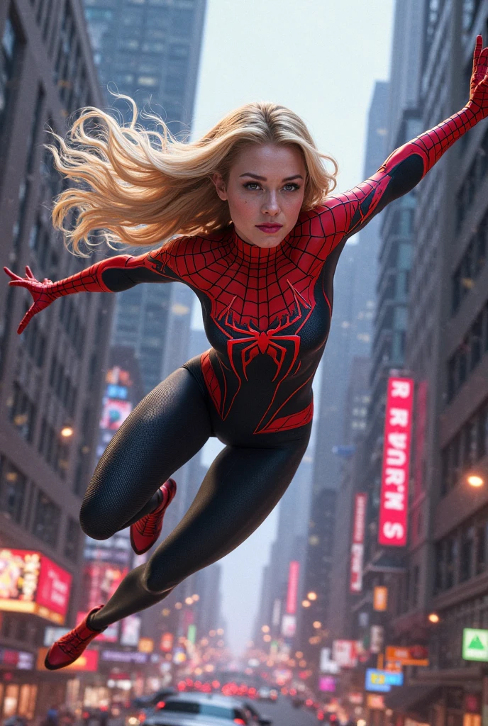 Yvonne Strahovski、マーベルコミックの映画Poster、so beautiful、Movies about Spider-Man、sexy、whole body、Wearing a skirt、Premiere Date、Poster、belly buttonを突き出す、new york、She&#39;s wearing a ripped Spiderman suit、The suit is torn、Wearing a skirt、Red and black color scheme、dynamic、masterpiece、highest quality、Super detailed、Very detailed、Delicate and beautiful shine、Ultra-high resolution、Cinematic、break、breakドロップ、(Torn clothes:1.5)、(Wet clothes:1.4)、Bare shoulders、Real Rain、Wet Hair、belly button、Exposed Skin、sexyな肩を披露