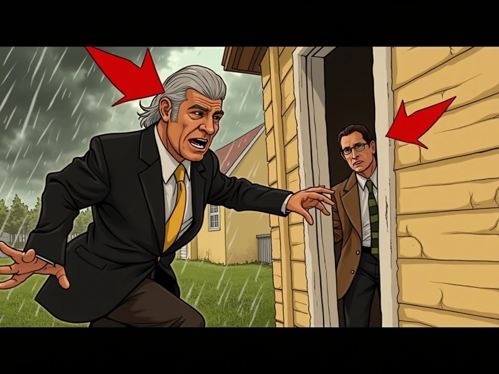 MILLIONERE RUSHES OUTSIDE OF SHELTER IN STORM.. POOR OPENS DOOR AND WATCHING HIM