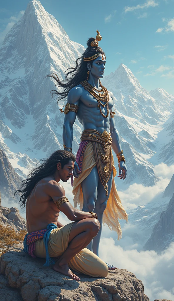 Shiva feeling sad by seeing parvati devi in kilasham in with ice mountains 

