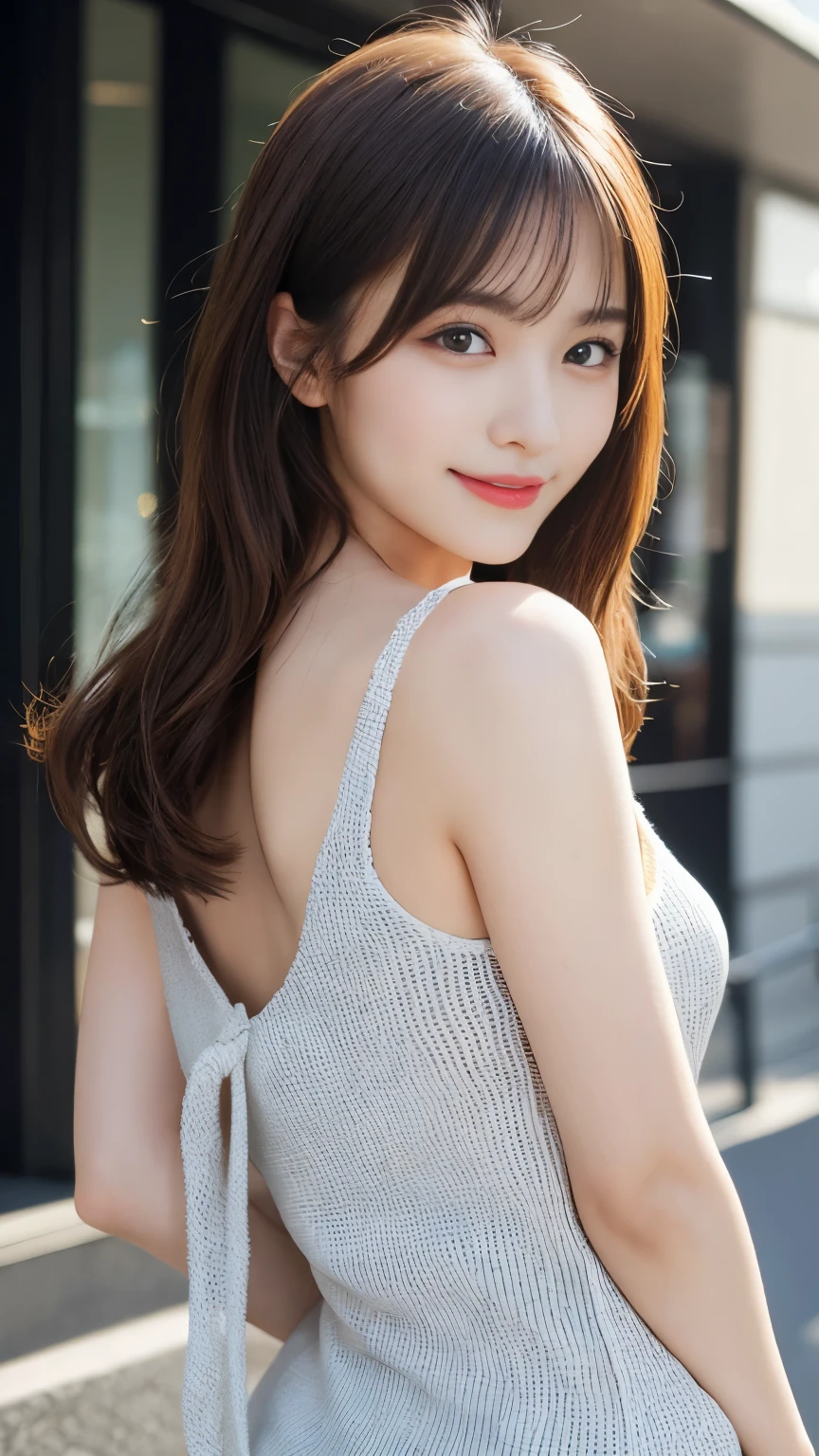 Tabletop, Highest quality, shape, Very detailed, finely, High resolution, 16K, Perfect dynamic composition, Straight hair, Medium Hair, Brown Hair,Natural color lip, smile, 20歳のgirl、cute、beautiful、完璧でbeautiful顔, beautiful and detailed face, Slim face and body, Elegant face, KPOP idol faces、Japanese idol faces、Small face、Big eyes, Brown eyes, Droopy eyes, 緻密でbeautiful目, girl, , Hairpin and flower, night, , Front Face、Upper body Armpits Please raise your hands and show us your armpits. smile cuteポニーテール, 正面からのbeautiful照明 正面を向いて 脇 両手を上げて 万歳 脇の下 脇の下を見せる 白いタンクトップ ノースリーブ 二の腕を見せる 二の腕 両手を上げる 両腕を上げる
