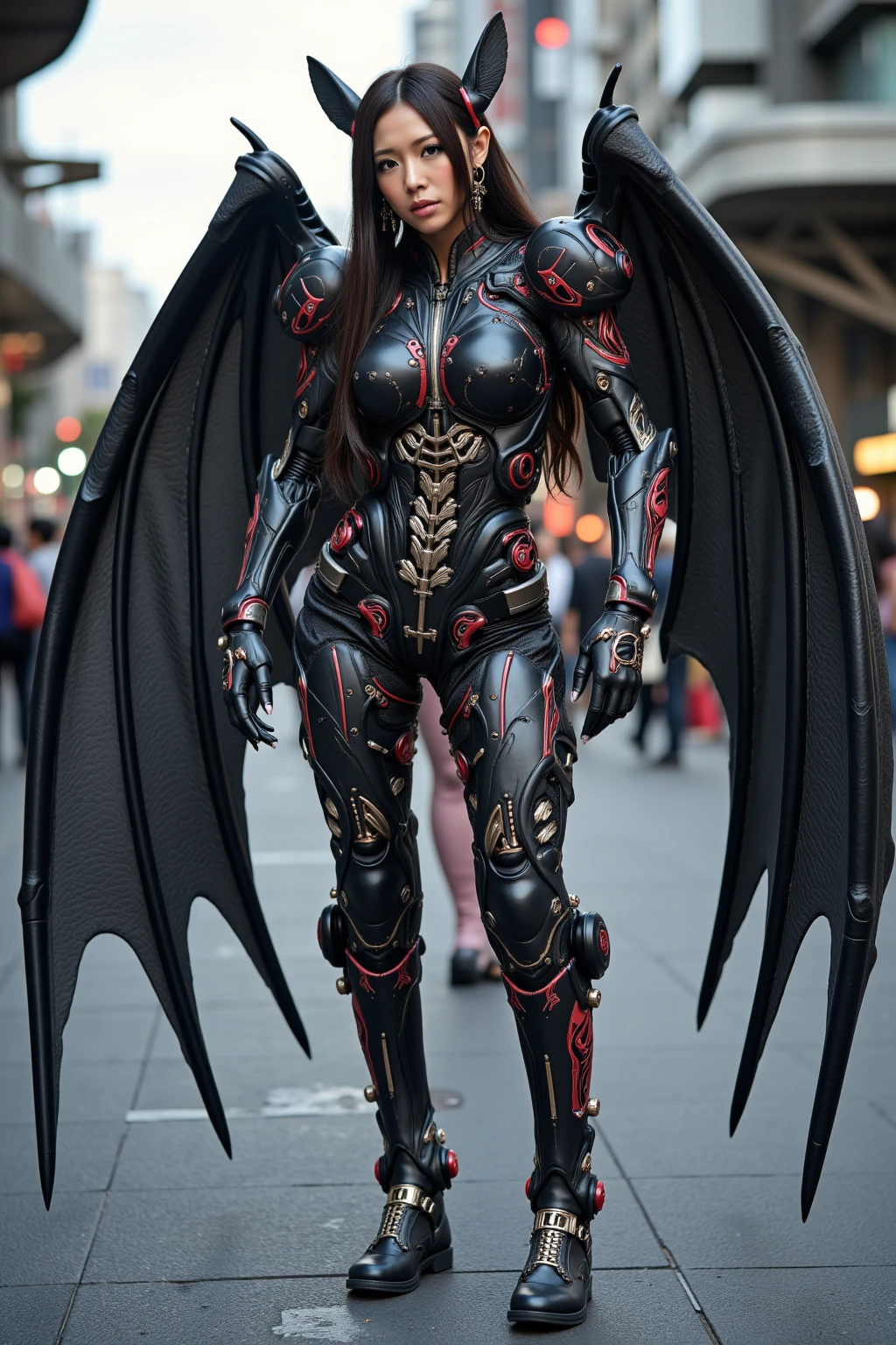 (DRAGON HEAD), HUGE FAKE BOOBS, (BEAUTIFUL FACE), (RGB), (((A PAIR OF HUGE MECHANICAL WINGS SPREAD OUT))), FUTURISTIC MECHA BRA, (CLEAVAGE), (SKINTIGHT YOGA PANTS), (HIGH HEELS), (PERFECT BODY:1.2), (FULL BODY VIEW), FRONT, (WALKING DOWN:1), SEXY BODY, MUSCLE ABS, UHD, 8K, 1080P.