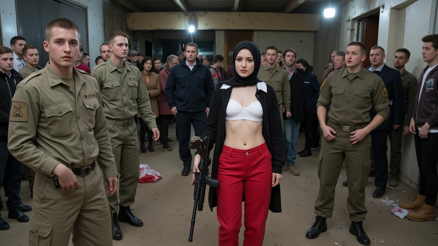naked woman with a nazi flag