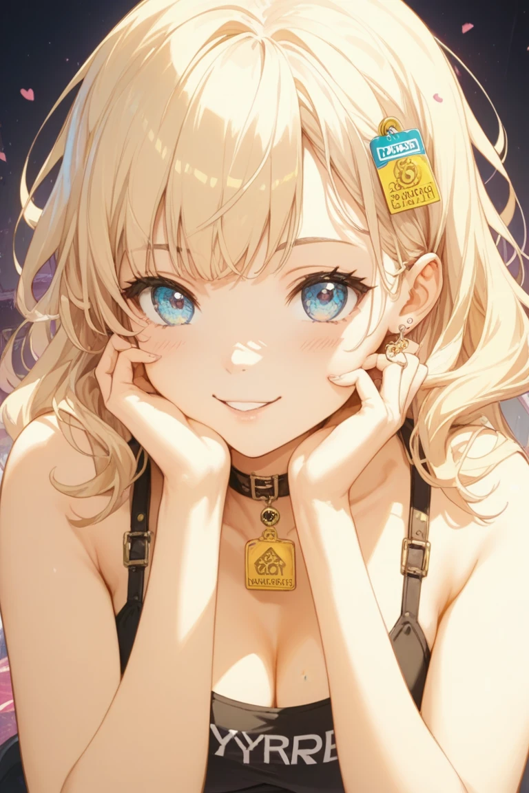Photo of beautiful jpn-gyaru, masterpiece, 1 girl, girl with blonde bob hair and blue eyes, (blonde bob hair: 1.2), big breasts, smile, (bunny ears headband:1.3),headphones, (sorceress, enchantress:1.4),