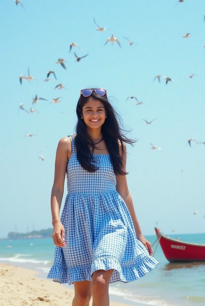 A young woman Indonesia, island, waering, nice dress , standing front view