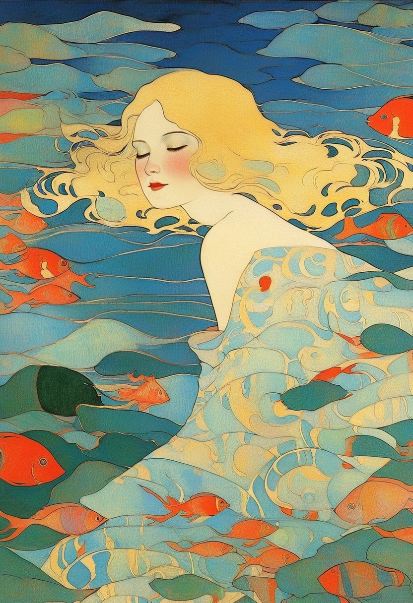 Two mermaids, singing,
