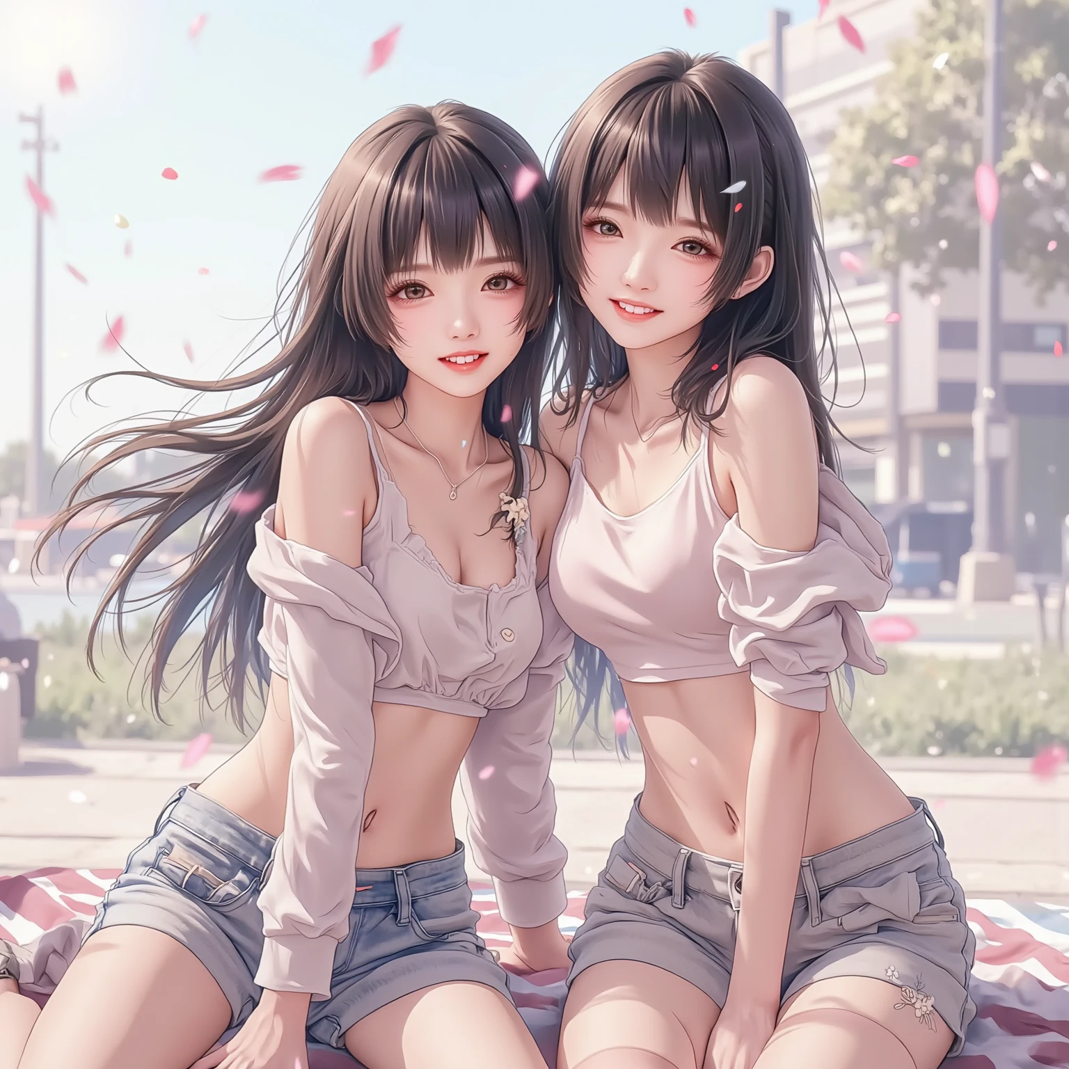 (Natural finger shape:1.5),4K,masterpiece,((Focus on the face)),((Symmetrical facial features)),Eye for detailed depiction,Beautiful woman,Excellent style,Beautiful feet,(Small Ass,Thin thighs),Facial detailing,Small earrings,((T-Shirts、hot pants)),A park with lush greenery in the early morning,(soft exercise),blue blonde,Close-up photo of the upper body,One Woman