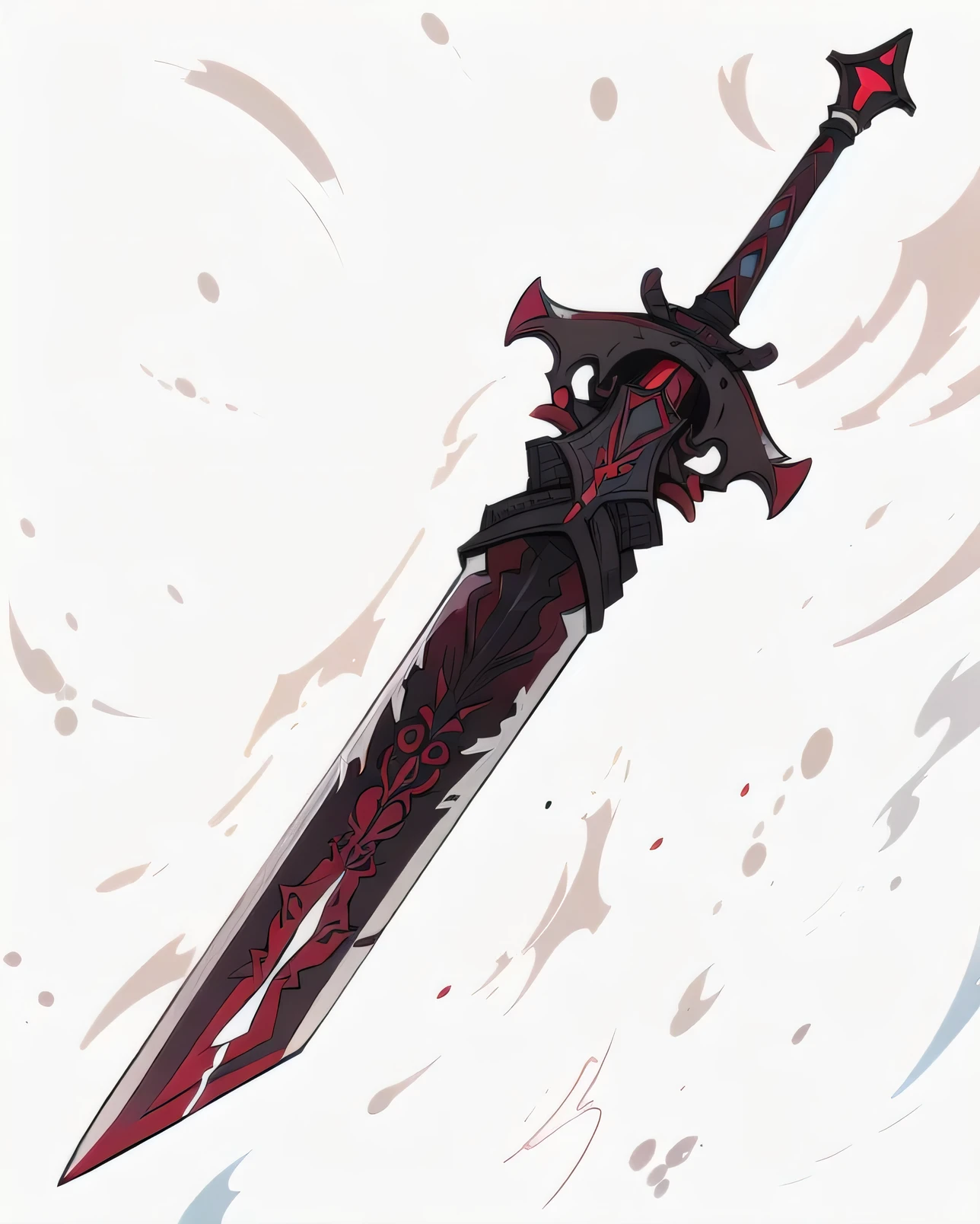 There is a drawing of a sword with a red and black design - SeaArt AI