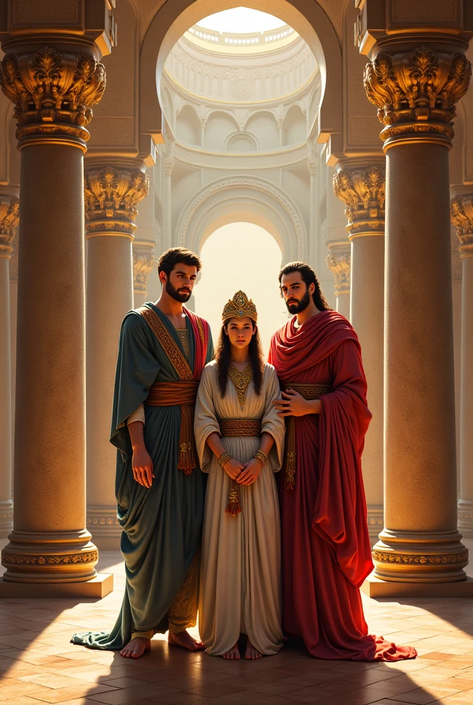 arafed image of a man and two women in a hall, roman emperor, by Pogus Caesar, epic fantasy art style hd, 4k fantasy art, epic exquisite character art, fantasy classic digital art, fantasy art behance, fantasy epic digital art, trendin on artstation, 3 d render character art 8 k, 4 k detail fantasy
