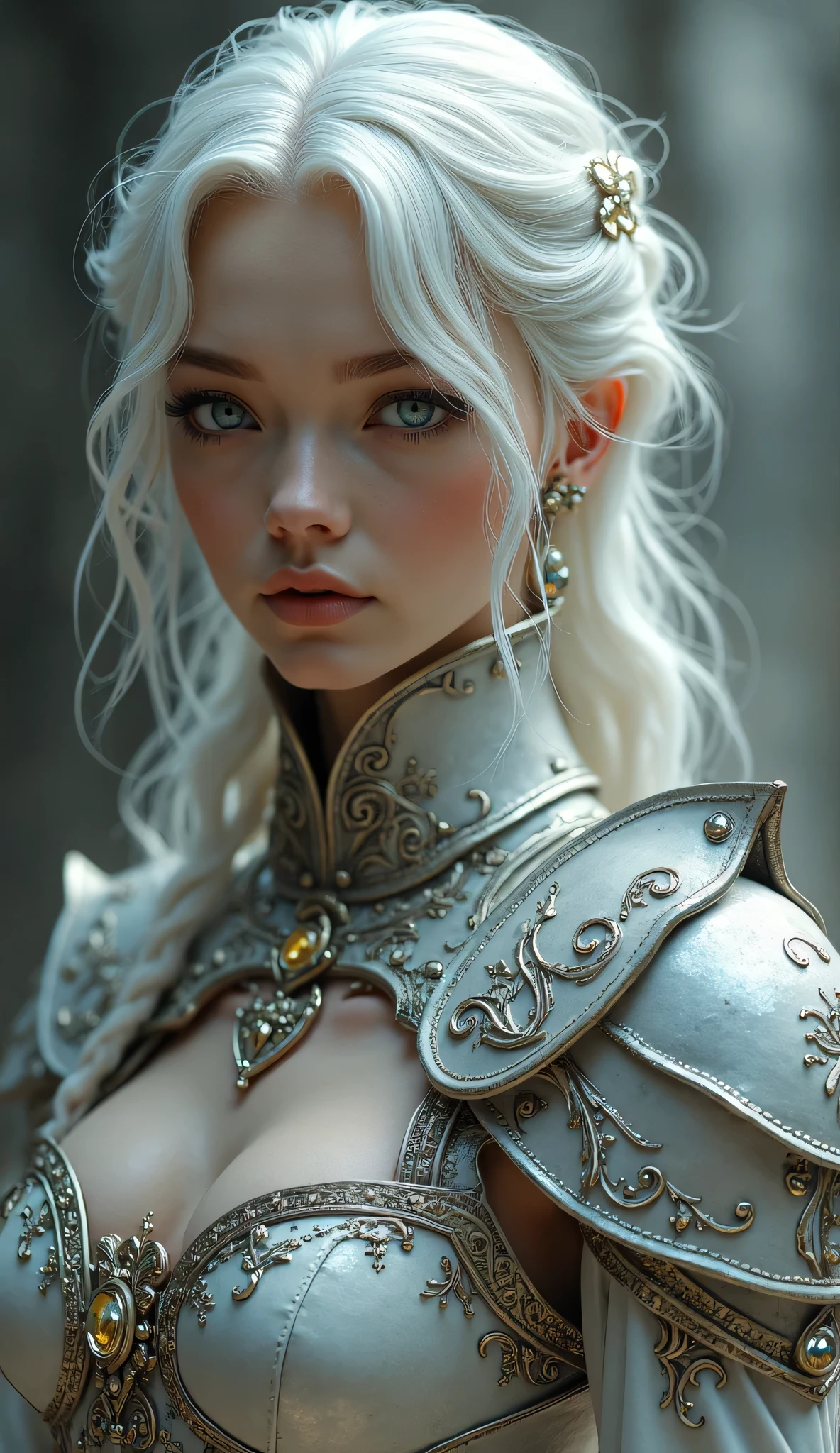 game art,best picture quality,Highest resolution,8k,(A half-length photo),(portrait),(Head close-up:1.5),(rule of thirds),Unreal Engine 5 rendering works, (future girl),(female warrior),
20 year old girl,((hunter)),Eyes with rich details,(big breasts),Elegant and noble,indifferent,brave,
(Medieval style fur combat uniform,glowing magic lines,Richly detailed animal skin clothing),Medieval female knight,medieval knight,
photo poses,simple background,movie light,Ray tracing,Game CG,((3D Unreal Engine)),OC rendering reflection pattern