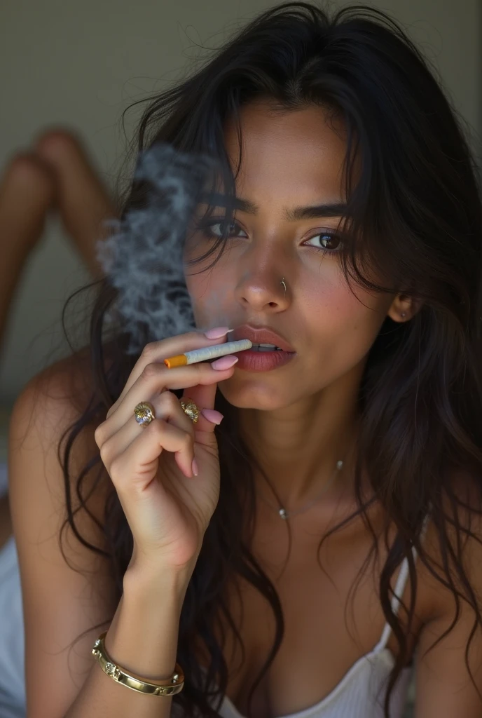 Cigarette smoking and inside the smoke a lung