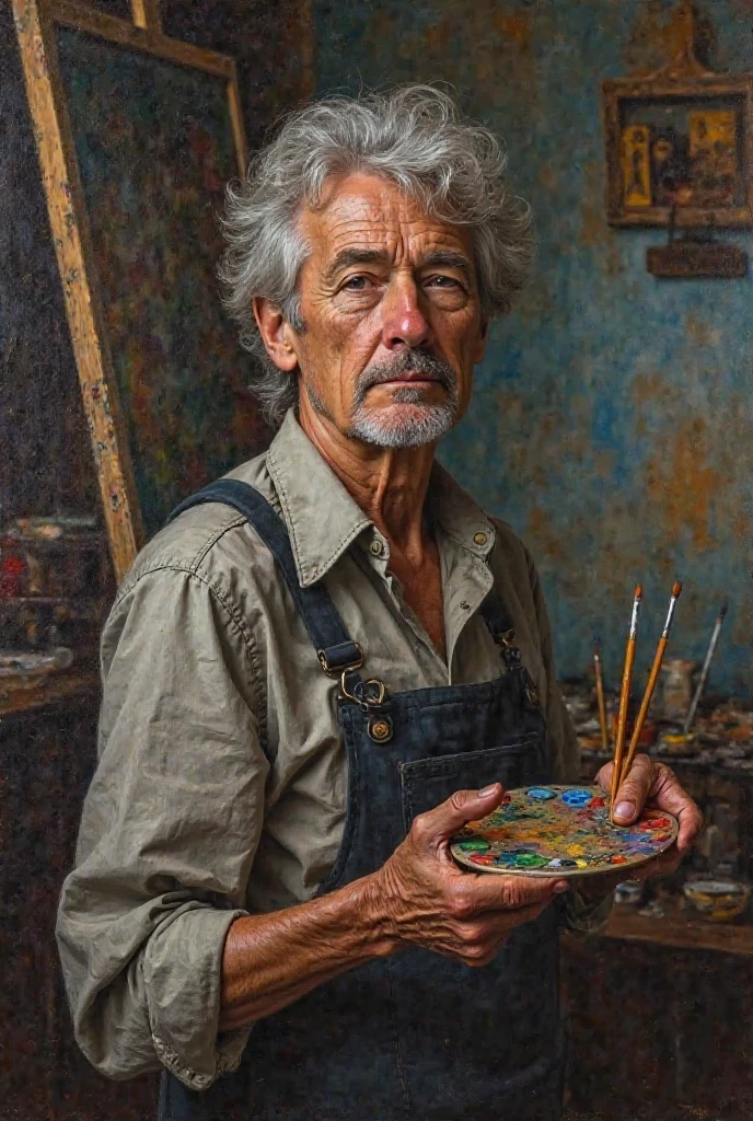 (masterpiece), best quality, (((old man wearing a striped shirt hugs nude naked young  girl, old man wearing a striped shirt hugs nude naked young teenl, old man wearing a striped shirt hugs nude naked young teen gir who has short blond pixie hair and blue eye and unhappy face and medium breast and nipple and vagina and earring and wristwatch and necklace, art canvas in background, bucket of vibrant colorful paint, paint spatter, paint spatter, classroom setting, classroom, artwork in background, paint spatter on body, paint spatter on body, paint smeared on body, paint smeared on body, paint hand print,