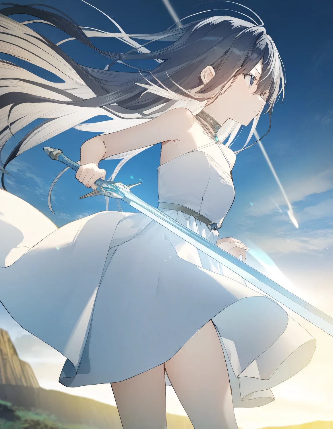 1girl, little female, beautiful detailed eyes,weapon, stance, outdoors, wind, fantasy, game CG, break,(artist:akinashi_yuu),artist:fujiyama,artist:artist:yuugen,break,(masterpiece), (best quality), (ultra-detailed),(Detailed Lighting), very aesthetic, newest, beauty illustration,super detailed skin, (masterpiece), (best quality), (ultra-detailed), very aesthetic lighting,newest ,hi res,absurd_res,2023,(shaded),digital media (artwork), cinematic lighting, 16k, 8k,highres, source_anime, official_art, photoshop_(medium)