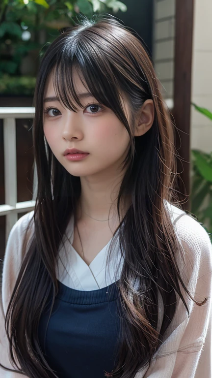 NFSW、masutepiece、masterpiece、1 girl in、(close up of face、cowboy shot)、Straight front view、japanes、very young cute woman、(The cutest girl in the world)、15yo student、Smaller face、large full breasts、autumn knit jacket、Sheer inner、Chiffon skirt、Ultra-detailed costumes、Smiling in a café、Scrunchie、Thin necklace、Glamorous figure、hyper cute face、shiny lip、Double eyelids in both eyes、 natural make up、long eyeslashes、shiny smooth light brown hair、bangss、Short twin tail hair、非対称なbangss、image in center、8K分辨率、high détails、Detailed hairstyles、A detailed face、spectacular movie lighting、octane renderings、with a vibrant、Ultra-realistic、Perfect limbs、perfect anatomia