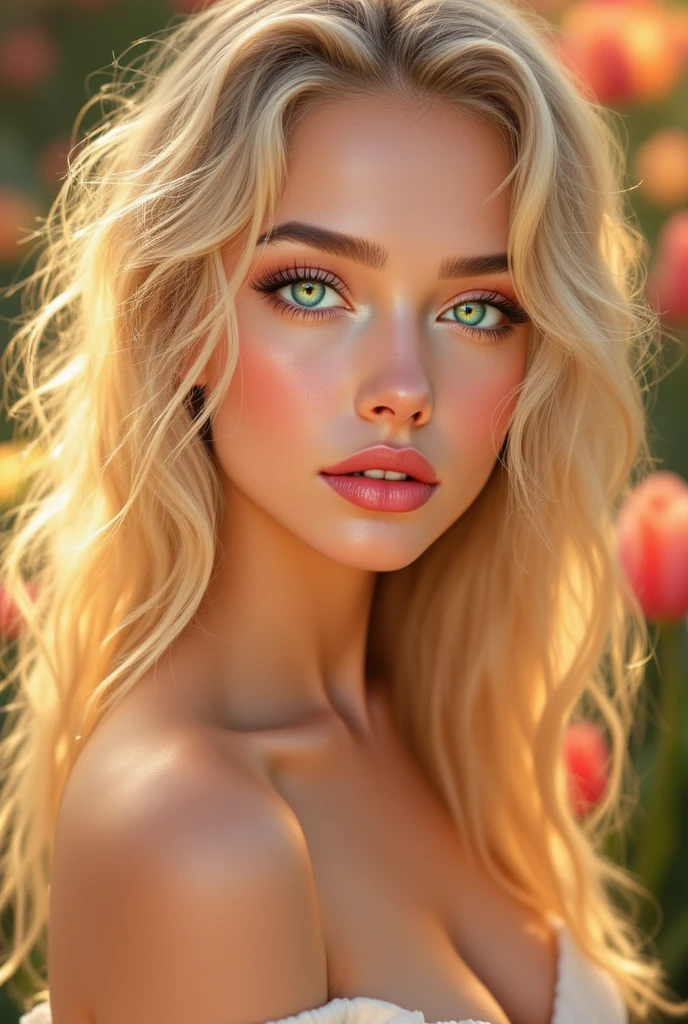 (realistic, photorealistic: 1.37), front view of an Austrian woman, long flowing blond hair, wearing delicate lace lingerie, influencer Missmiafit posing confidently in a stylish bikini. Beautifully detailed eyes showcase her vibrant personality, while her plush lips add an alluring touch. Her fair complexion is flawlessly captured, highlighting her natural beauty. The scene unfolds in a picturesque garden, filled with vibrant flowers and lush greenery. The soft sunlight casts a warm glow on her, enhancing the realism of the image. The overall image quality is of the highest standard, with ultra-detailed textures that give a lifelike feel to every element. The use of studio lighting and a physically-based rendering technique further elevates the level of detail. The color palette is carefully chosen to create a pleasing and harmonious composition, with vivid colors that bring the scene to life. The exquisite lace lingerie adds elegance and sophistication to the image, while the bikini showcases a trendy and fashionable look. The confident pose and expression of Missmiafit exude strength and grace, making her the focus of attention in the artwork. Through this prompt, Stable Diffusion will generate a stunningly realistic and visually captivating image, showcasing the beauty and charm of the Austrian woman and the influencer Missmiafit in all her glory.