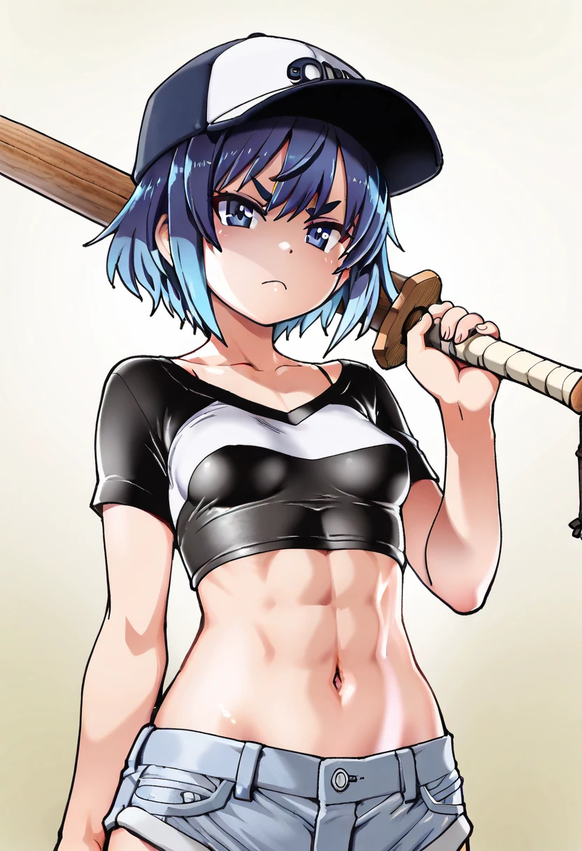 18-year-old,shiny navy hair,short hair,Parted bangs,Yellow Eyes,Large Breasts,Small waist,Big Ass,,A feminine and soft figure, , See-through sailor suit,Navy blue mini skirt,Black underwear, ,Large Japanese sword,Covered in body fluids,Battle with the Red Demon,Defeated and with torn clothes,,Semen drips from the crotch,Creampie sex leads to dark transformation